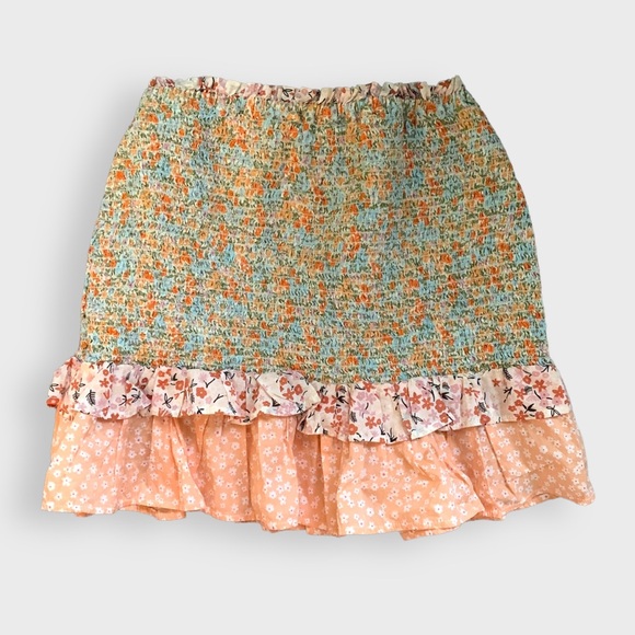 American Eagle Outfitters Floral Mini Skirt - Green and Orange - Picture 2 of 7